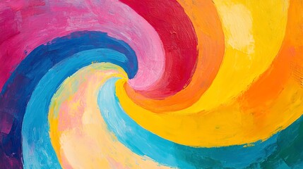 Vibrant rainbow abstract with swirling patterns of bright magenta, cyan, and yellow