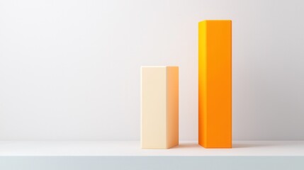 Minimalist bar graph with two vibrant columns represents growth and comparison on a subtle background.