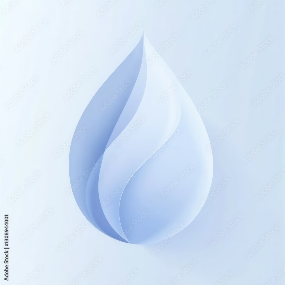 Poster Modern minimalist milk drop logo design featuring smooth curves in soft blue and white tones for contemporary dairy branding