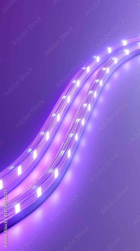 Poster purple led strip lighting display illuminating a sleek modern design with gradient backgrounds