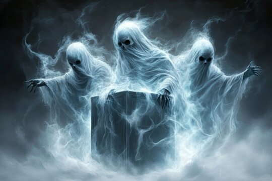 A fantastical scene of the U.S. Constitution glowing with ethereal light, surrounded by founding fathers as ghostly figures, symbolizing their enduring legacy