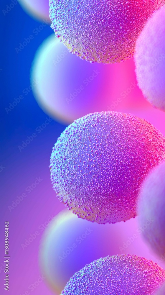 Aufkleber luminous spheres collection floating in abstract gradient hues depicting cellular structure up close