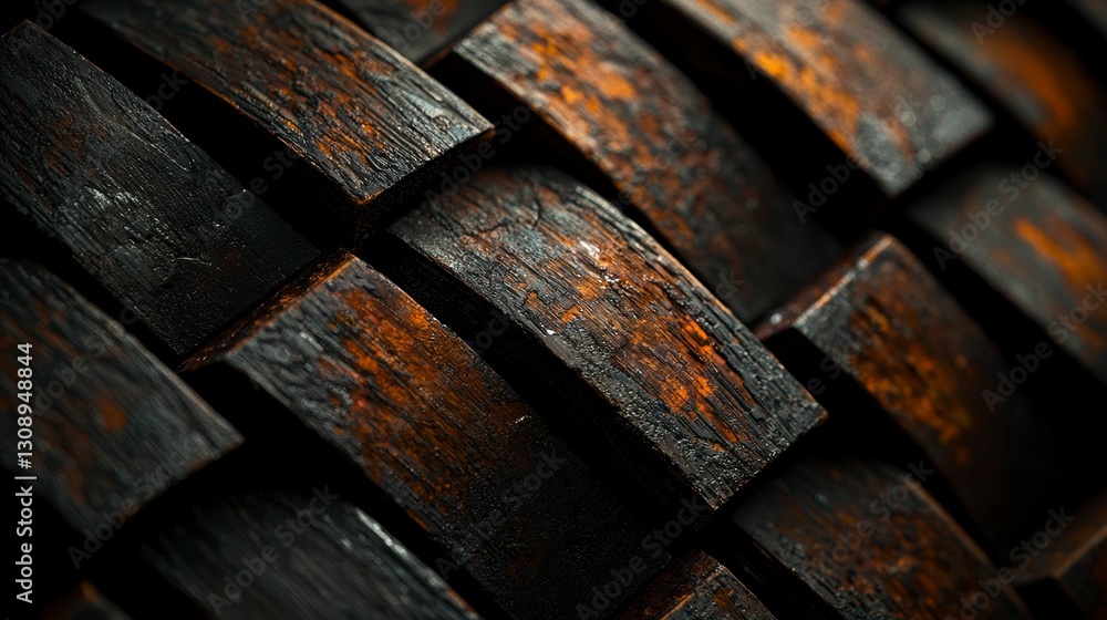Poster interwoven dark wooden staves form a rich texture creating an appealing and unique visual element