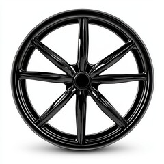 Black Eight Spoke Wheel on White Background