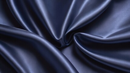 Royal indigo brushed metallic satin. Shiny smooth fabric. Soft folds. Luxury background with space for design. Web banner. Flat lay, top view table. Regal, premium branding, artistic.