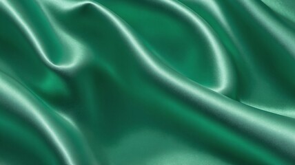 Electric green brushed metallic satin. Shiny smooth fabric. Soft folds. Luxury background with space for design. Web banner. Flat lay, top view table. Neon aesthetic, futuristic, cyberpunk.