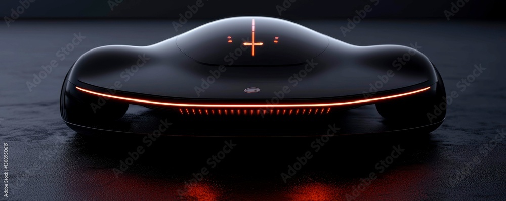 Poster futuristic automobile design with glowing red elements for enhanced visual appeal and sleek aestheti