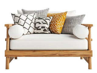 Isolated Outdoor Couch with Decorative Pillows