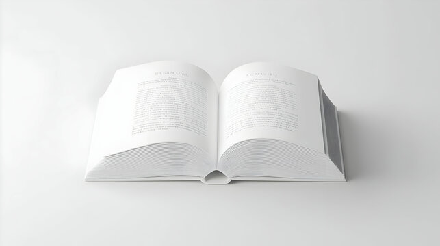 Open Book with Blank Pages on White Surface for Creative Inspiration
