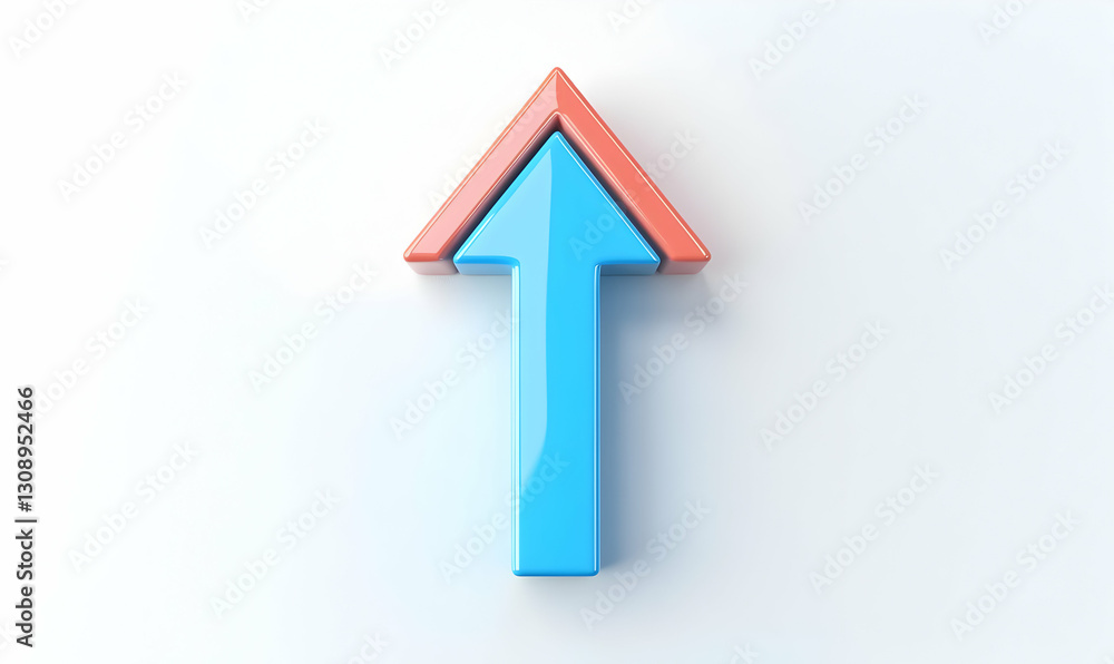 Poster 3d arrow symbol representing growth and progress in light background