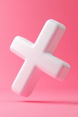Obraz premium A White Three Dimensional Cross Is Seen Floating Against Pink