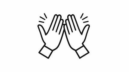 Obraz premium Hands Clapping Gesture in Minimalist Outline Style on White Background
