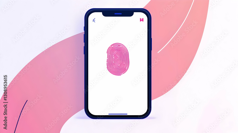 Poster modern smartphone displaying unique fingerprint scanner icon