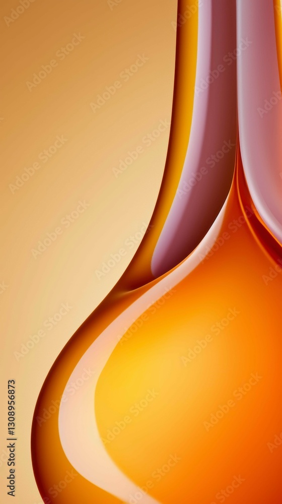 Poster amber fluidity abstract design with warm tones and smooth gradient transitions and reflections