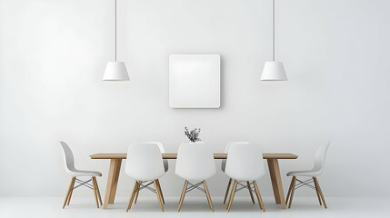 Modern Minimalist Dining Room with Light Colors and Elegant Decor