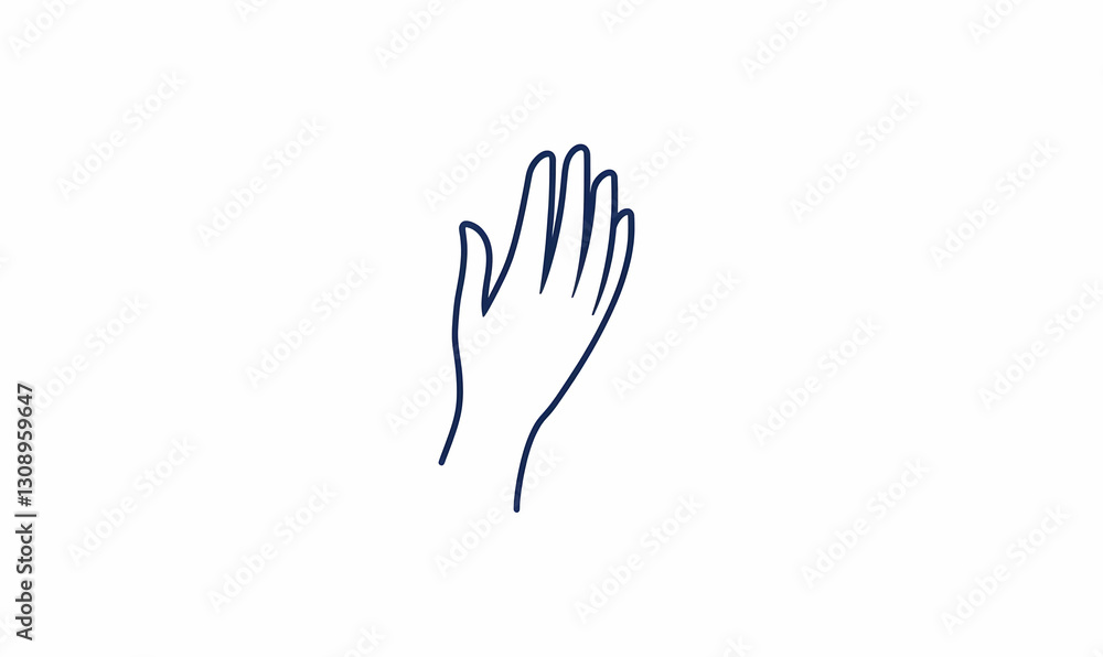 Poster simple hand gesture outline in minimalistic style on white background