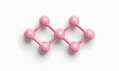 Obraz premium Pink Molecular Structure on White Background Displaying Chemical Bonds