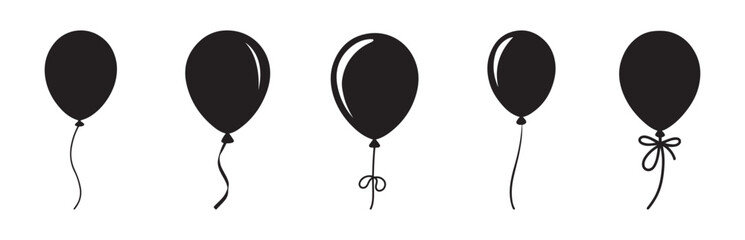 Balloon icons set. Party balloon sign and symbol. Party balloons tied with strings. Vector illustration © Jahura