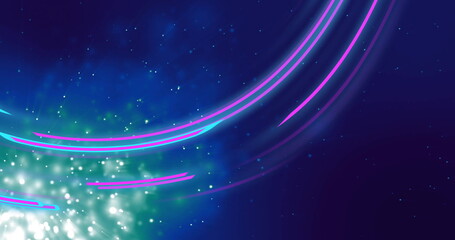 Image of purple shapes moving over light spots