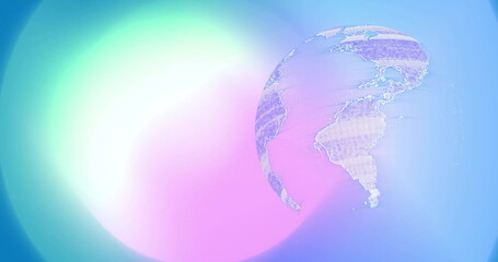 Image of spinning globe over light shapes