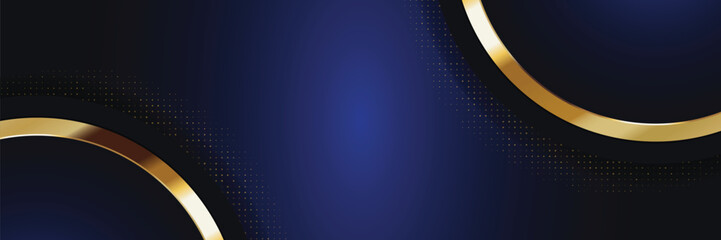 Obraz premium Abstract gold curve dark blue background design