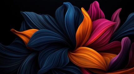 Vibrant Colorful Flower Blooming Against Dark Background Creating Contrast