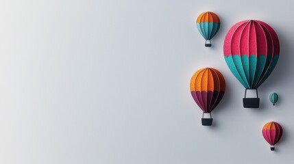 Fototapeta premium Vibrant Display of Colorful Hot Air Balloons Hanging on a Wall