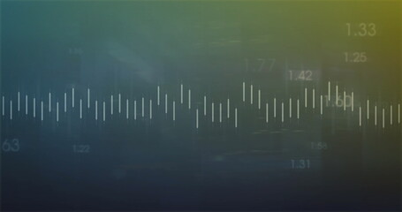 Image of financial data processing over green background