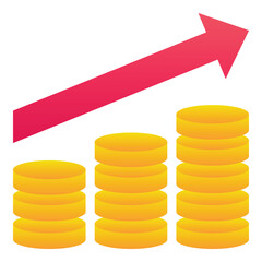 Gradient color icon, illustration for Stock, money, cash, increase.