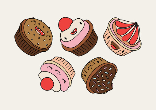 Whimsical Cupcake Pattern Illustration