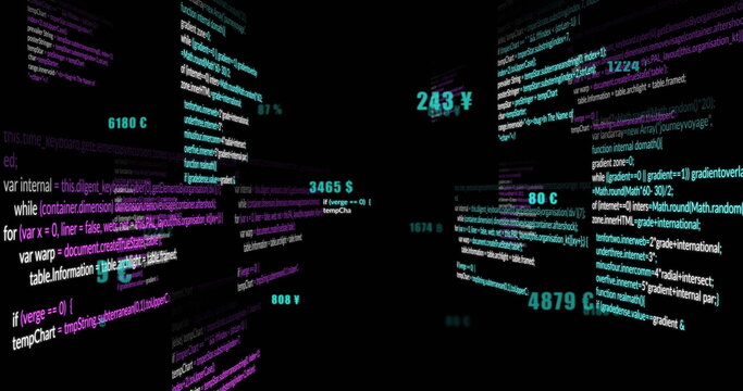 Scrolling code and data processing in dark image background