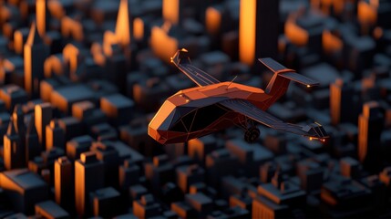 Vibrant Red Paper Airplane Soaring Above Urban Cityscape on a Bright Day