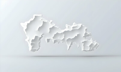 White Three-Dimensional Abstract Map of a Contoured Region