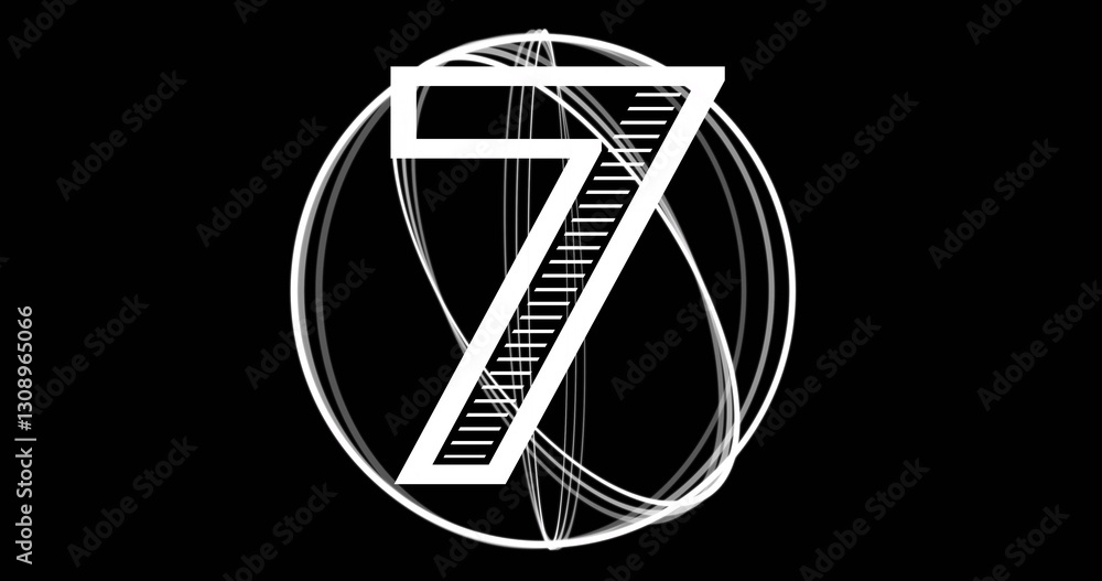 Poster number 5 with geometric shapes image on black background