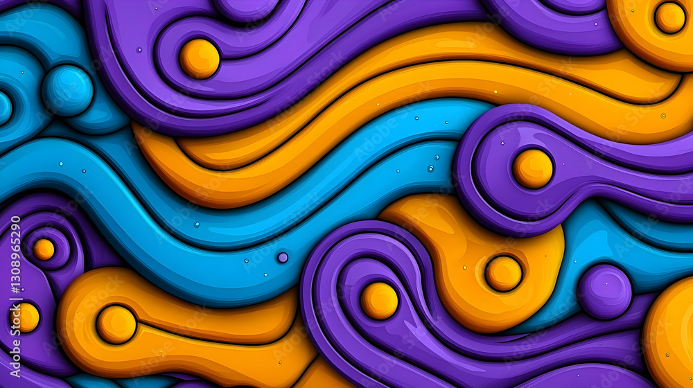 Poster vibrant abstract background with colorful curves and shapes