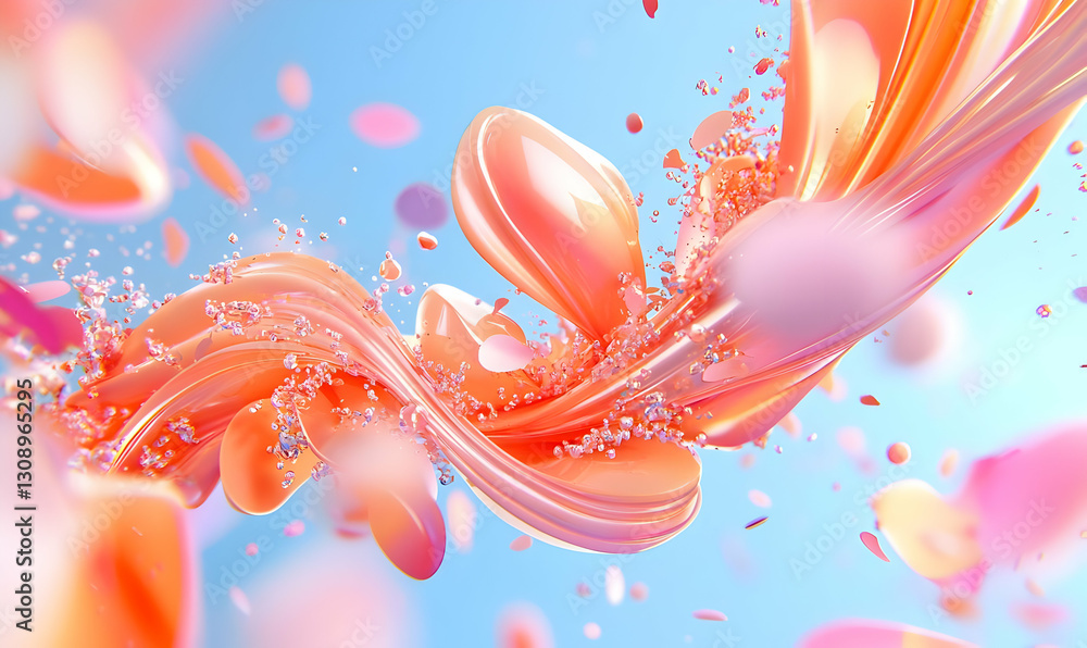 Poster vibrant abstract swirl with colorful petals and soft background