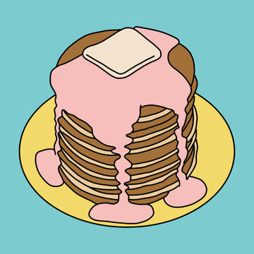 Delicious Pancakes with Syrup Illustration
