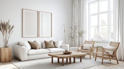 A bright and airy living room with modern minimalist design