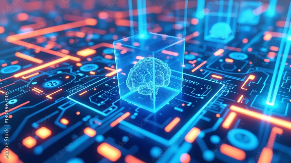 Poster digital background perfect for tech processes, neural networks, artificial intelligence, data transf