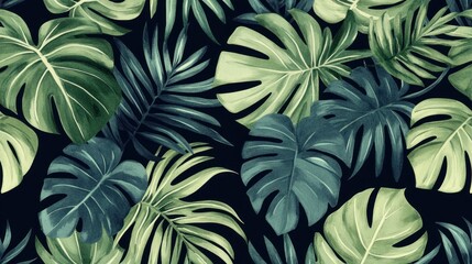 Tropical leaves seamless pattern background