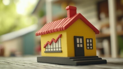 3D model of a house with a growth chart design