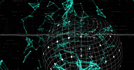 Image of network of connections over globe