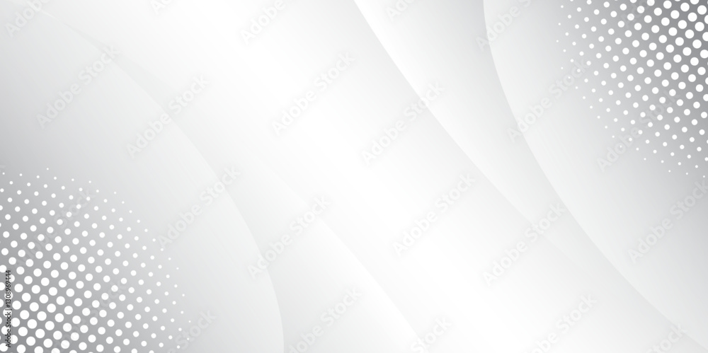 Poster abstract white and gray curve circle background with halftone and lighting. vector illustration.
