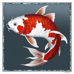 red and white koi fish isolated 