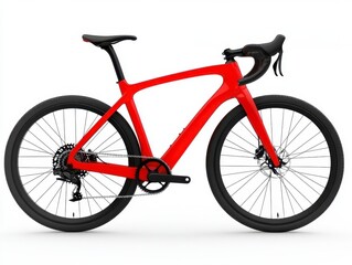 Red Carbon Fiber Gravel Bicycle on White Background