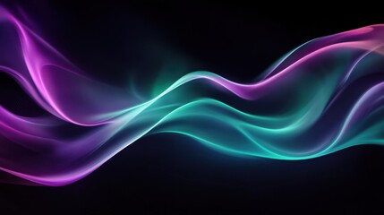 Fototapeta premium Vivid abstract waves of light and color with flowing motion on black background