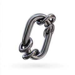 Obraz premium Silver Metal Chain Link Interlocking Design on White Background