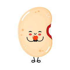 Happy Kidney Bean enjoys music. Cheerful Legume character