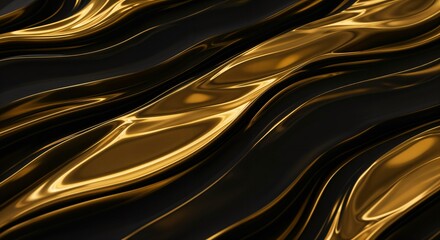 Black and Golden Wavy Shiny Abstract Background