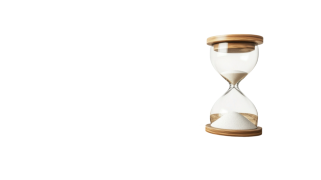 Time passing concept minimalist setting glass hourglass studio light